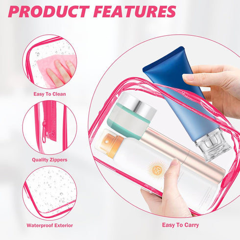 AURUZA 6 PACK Clear Toiletry Bag, TSA Approved Cosmetic Makeup Bags Set, Portable Travel Makeup Bags Zipper PVC Cosmetic Pouch Airport Airline for...